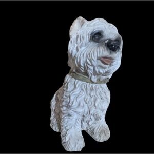 Westie Dog Figurine 6.5" Tall Cute Resin Terrier Sculpture With Collar